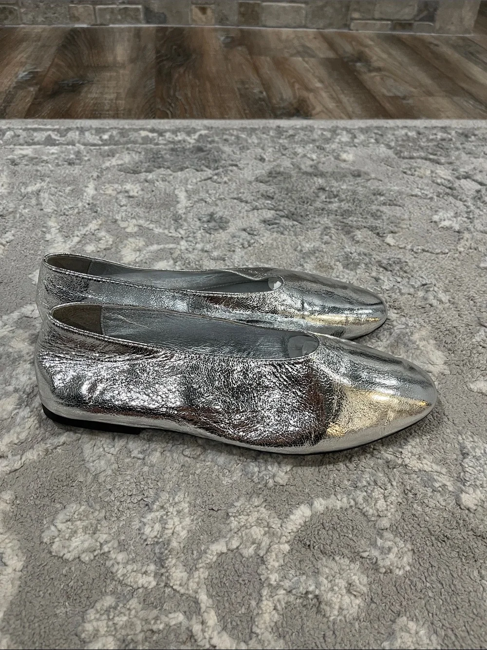 Jeffrey Campbell ROMP Flat Metallic Silver Slip-On Loafers